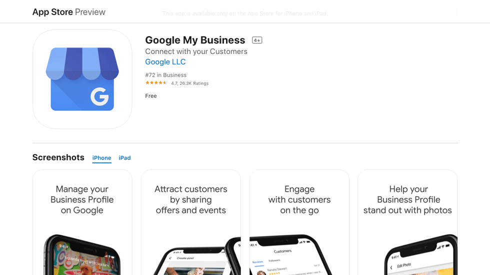 Apple App Store - Google My Business App