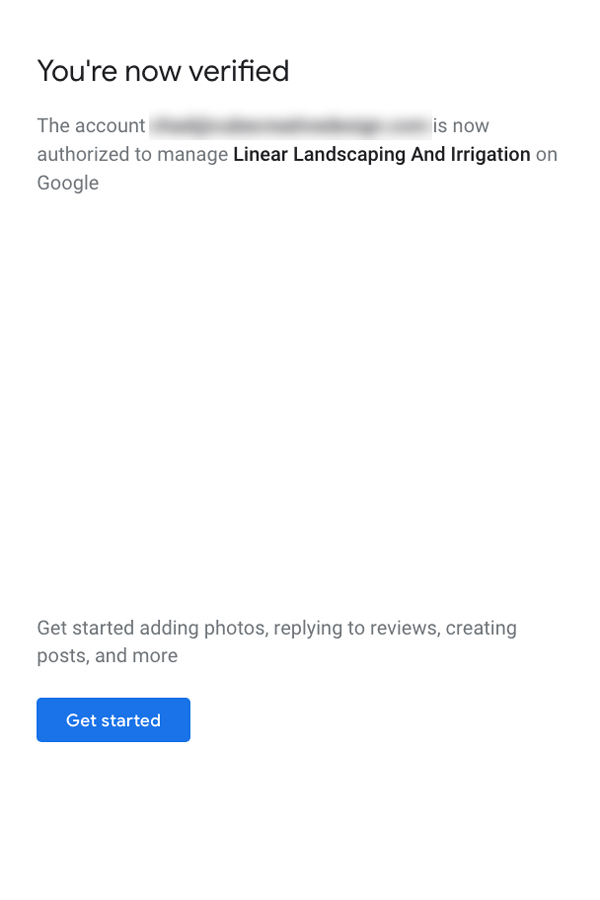 Google My Business Verification Verified
