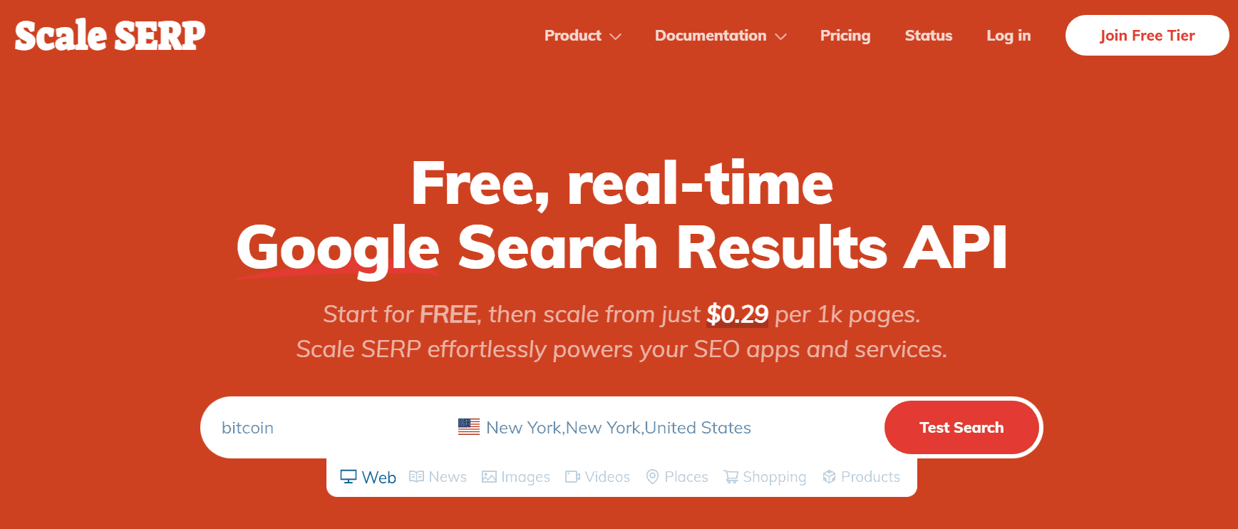 Scale SERP screenshot