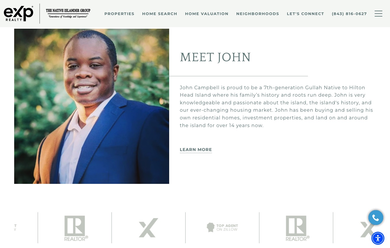 Screenshot of John Sells Hitlon Head website